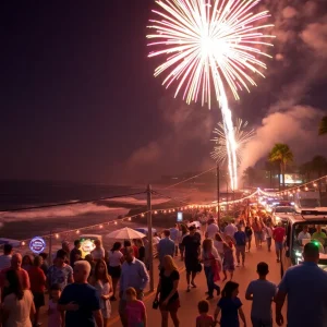Fireworks display over Laguna Beach during Independence Day