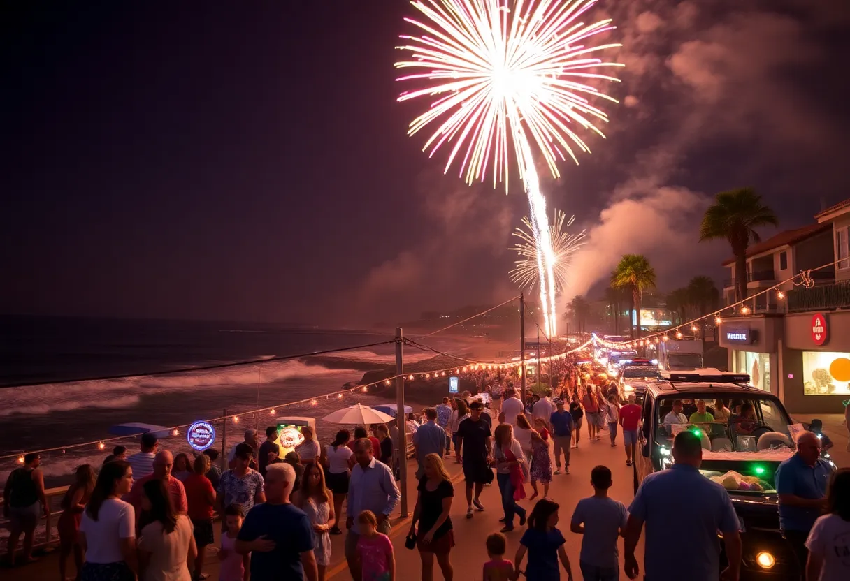 Fireworks display over Laguna Beach during Independence Day