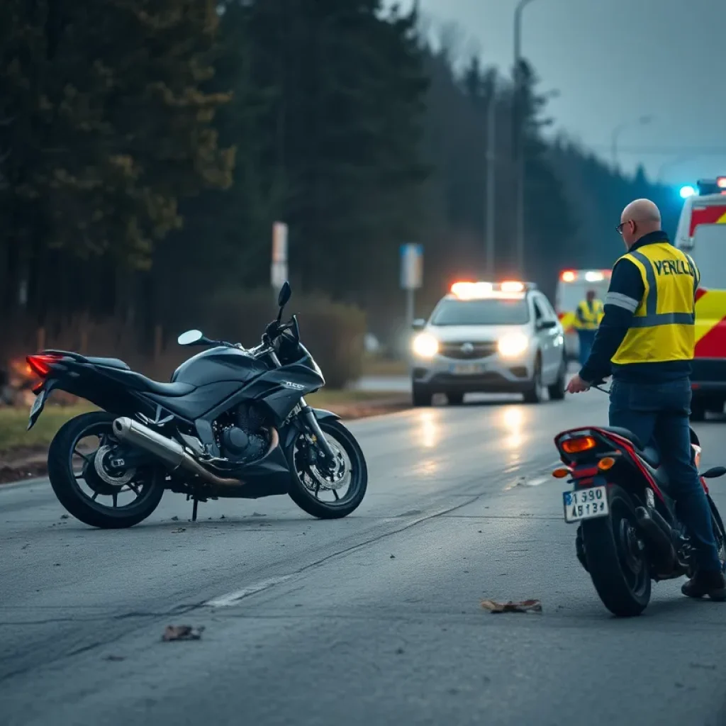 Scene of a motorcycle accident highlighting the dangers of DUI driving.