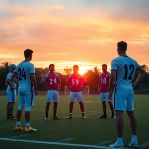 Ohio State football players discussing recruitment on the field