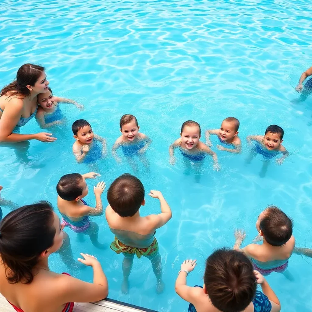 Children participating in water safety lessons at YMCA