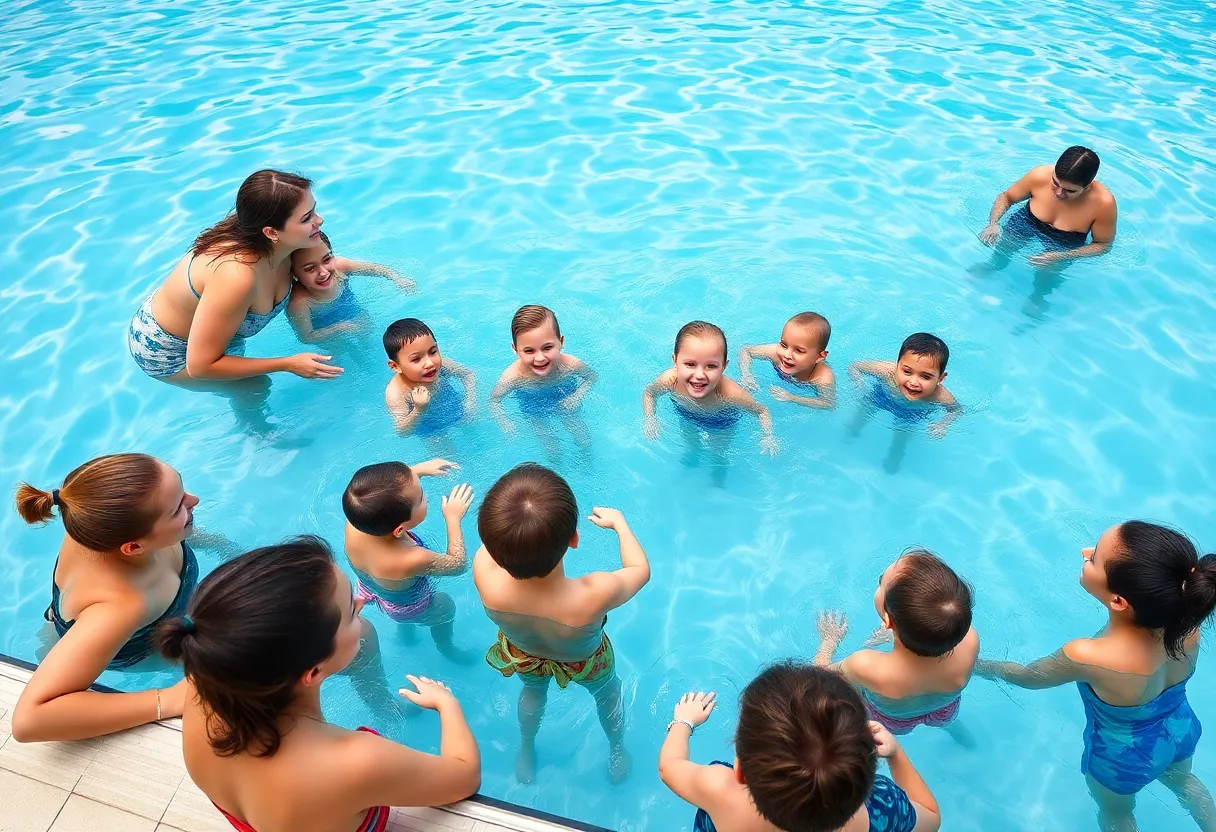 Children participating in water safety lessons at YMCA