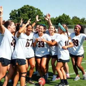 Celebration of Saddleback College Women's Flag Football Team