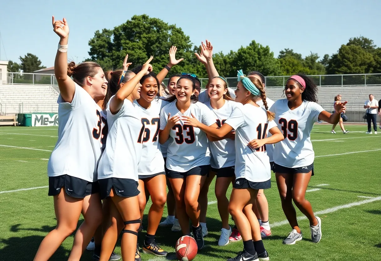 Celebration of Saddleback College Women's Flag Football Team