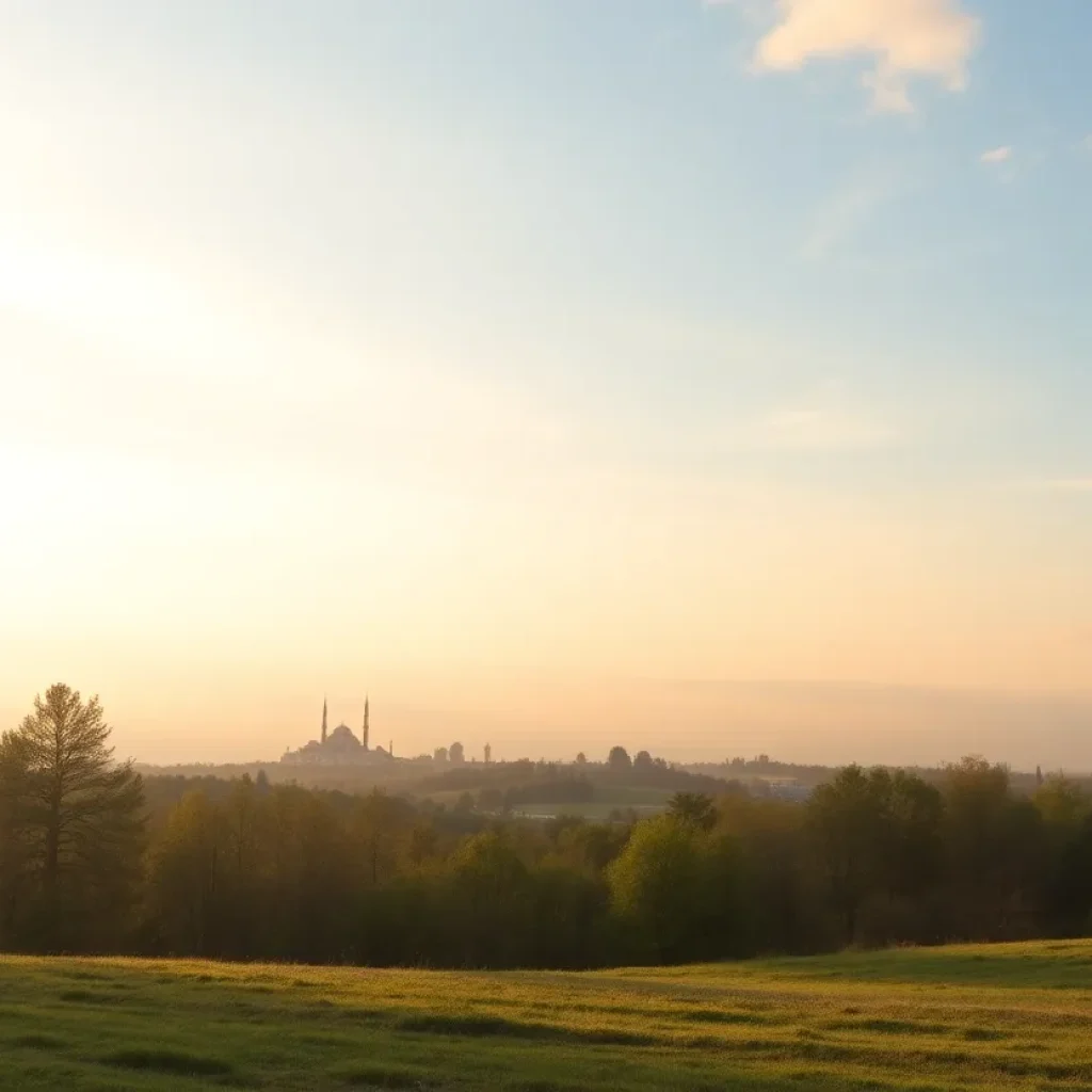 A serene landscape representing remembrance and peace.