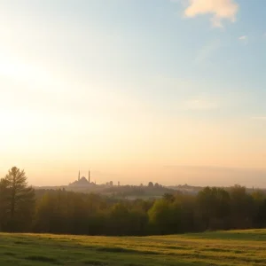 A serene landscape representing remembrance and peace.