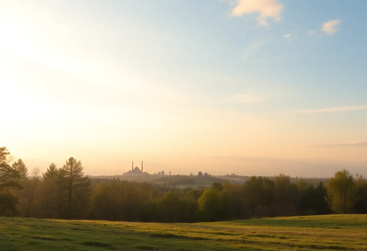 A serene landscape representing remembrance and peace.