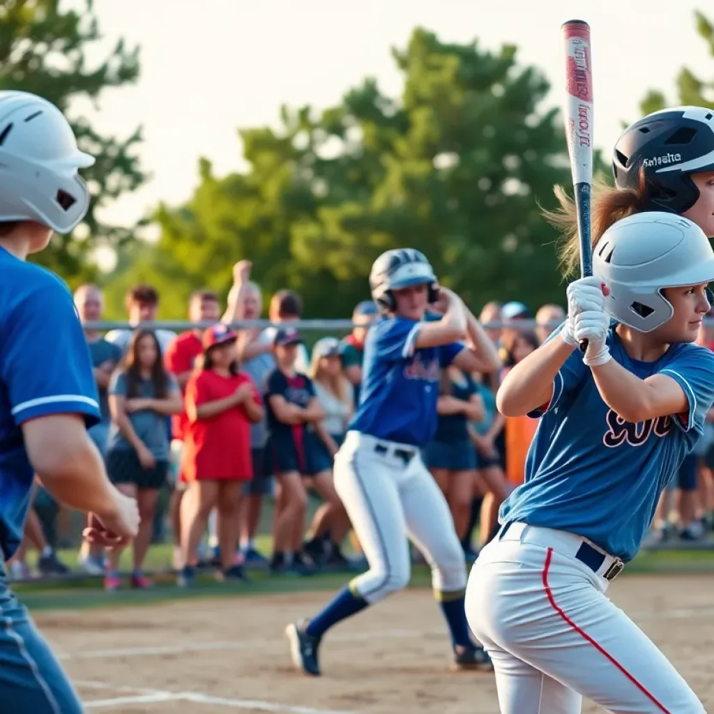 Softball players in action during Orange County Senior All-Star Classic