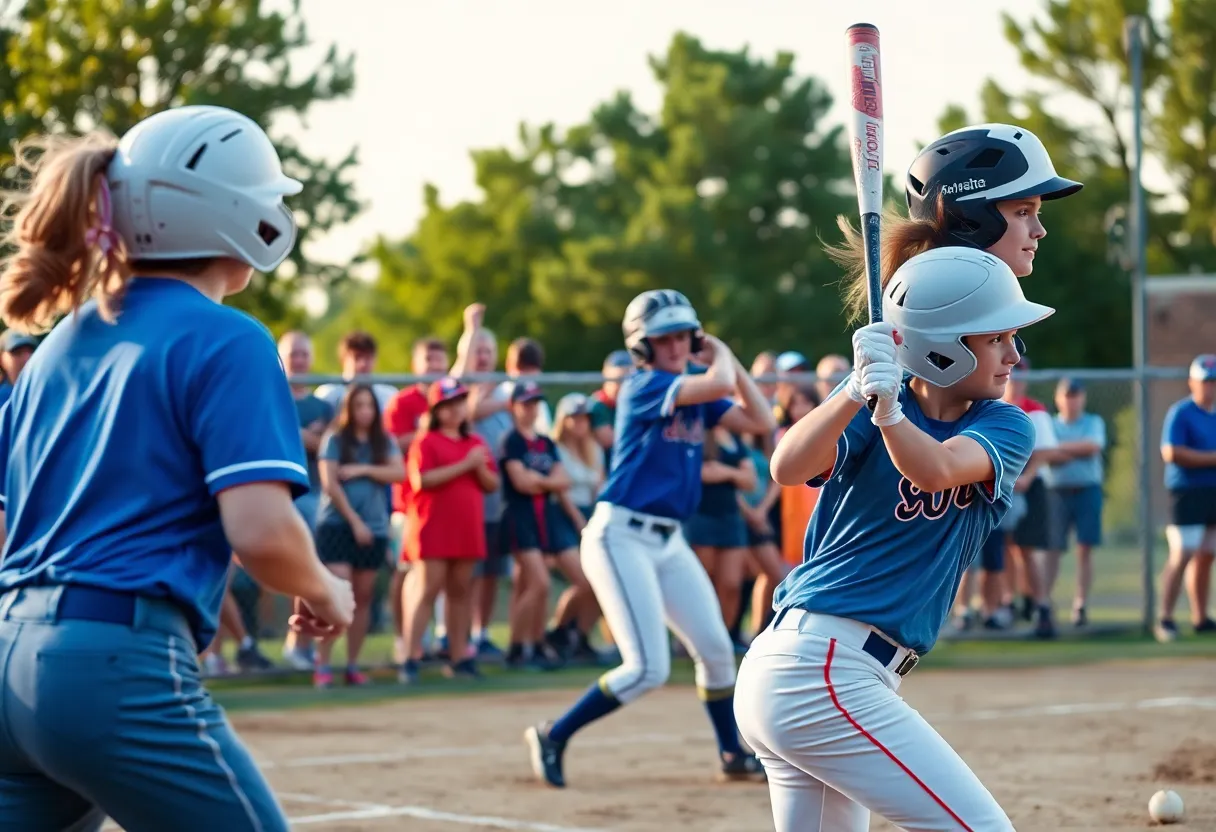 Softball players in action during Orange County Senior All-Star Classic