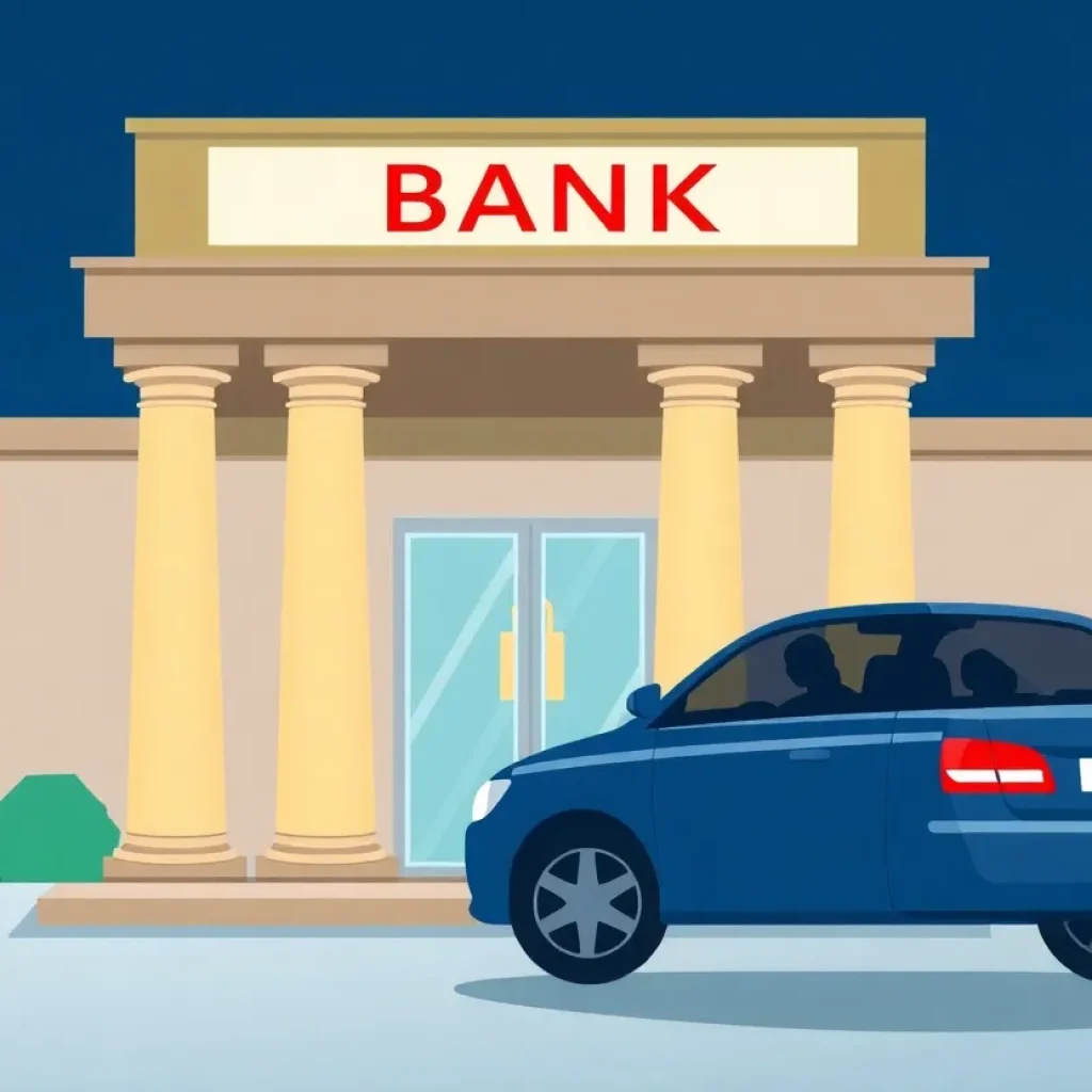 Illustration depicting bank security and awareness during cash withdrawals.