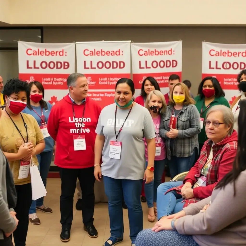 Community members attending a blood donation drive