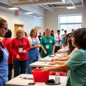 Community members participating in a blood donation drive