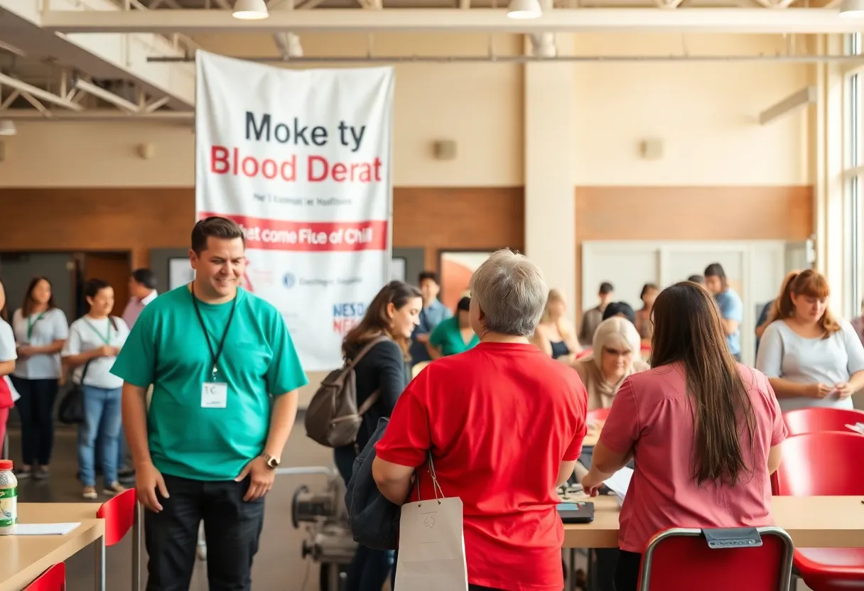 Community members participating in a blood donation drive