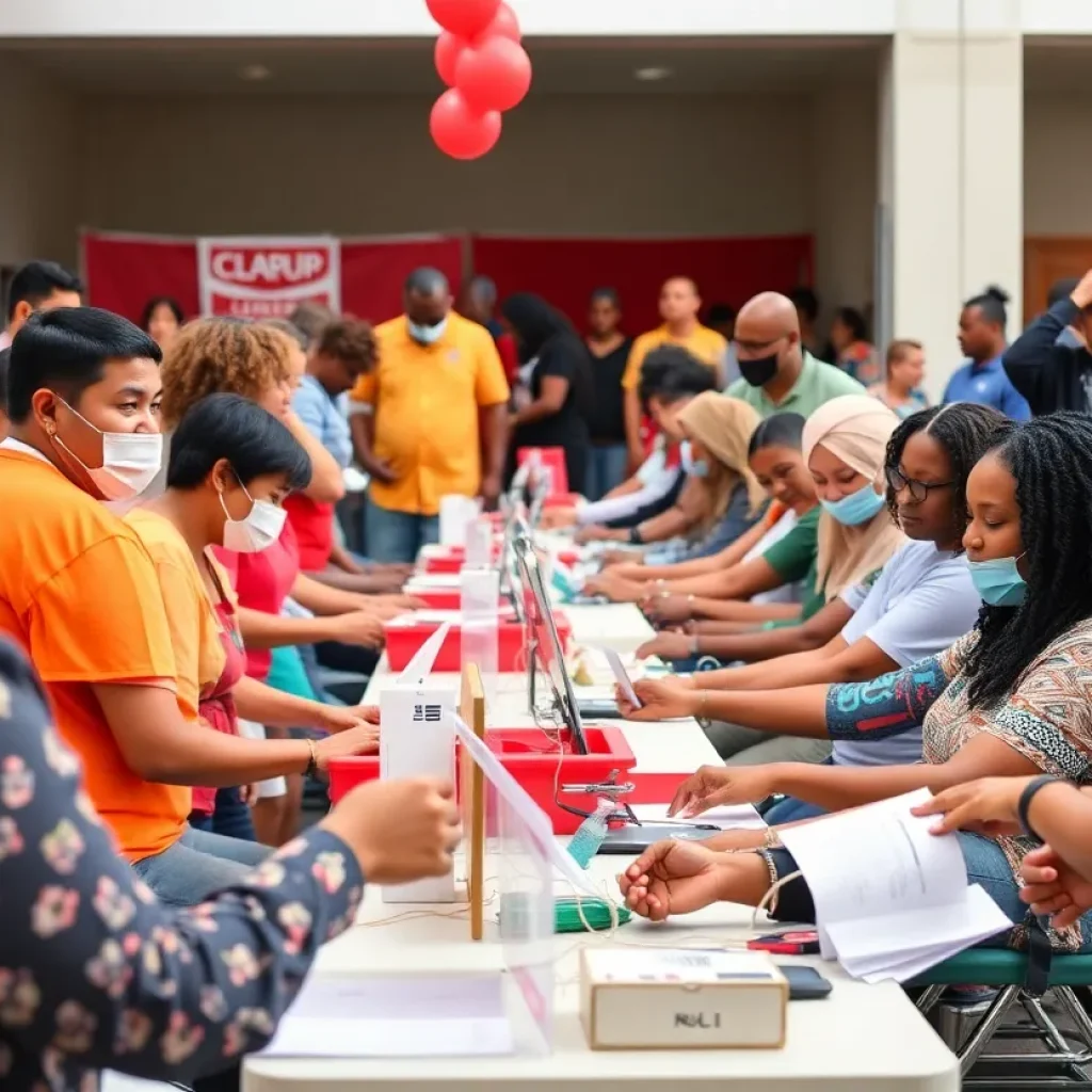 Community members participating in a blood donation drive