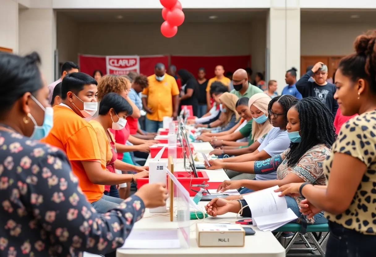 Community members participating in a blood donation drive