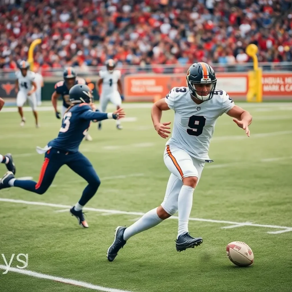 Brenden Schooler demonstrating athletic abilities in a football game