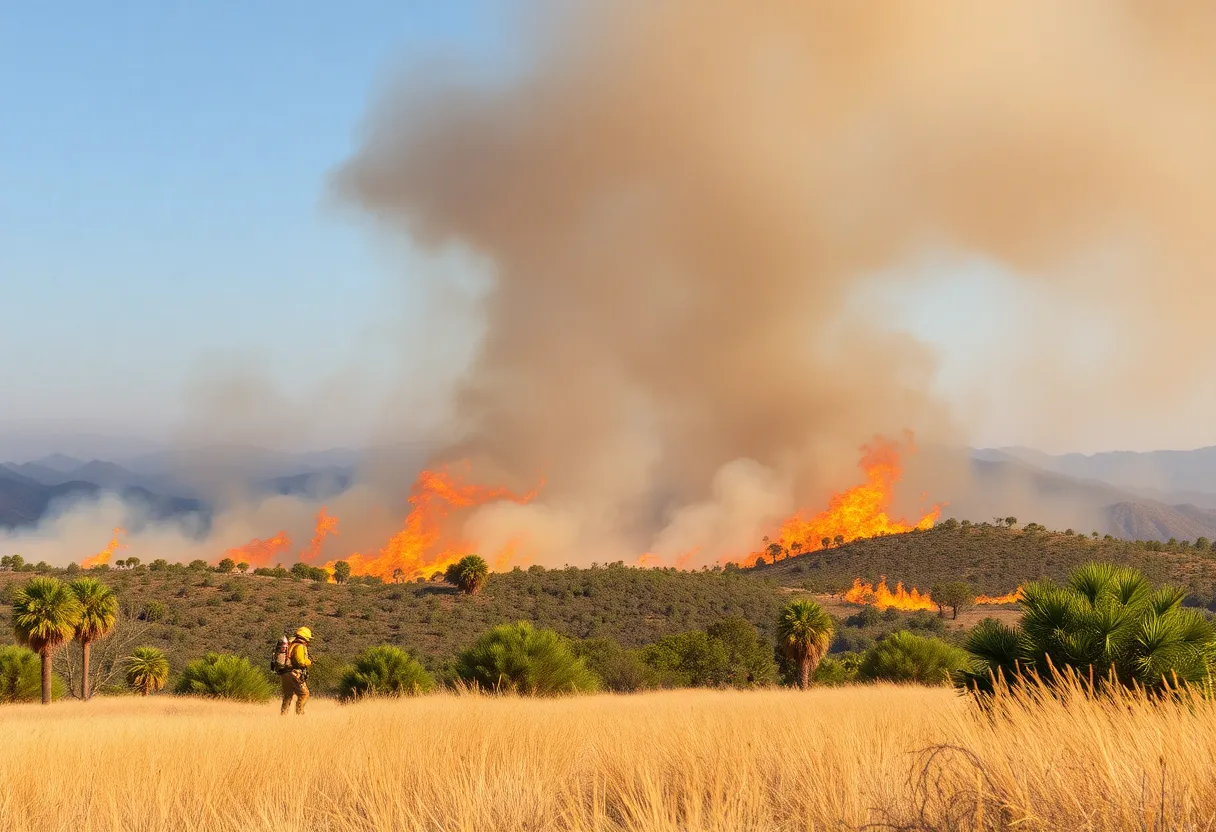 Firefighters battling a wildfire in California
