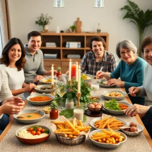 Family gathered around a table celebrating the life of a cherished matriarch