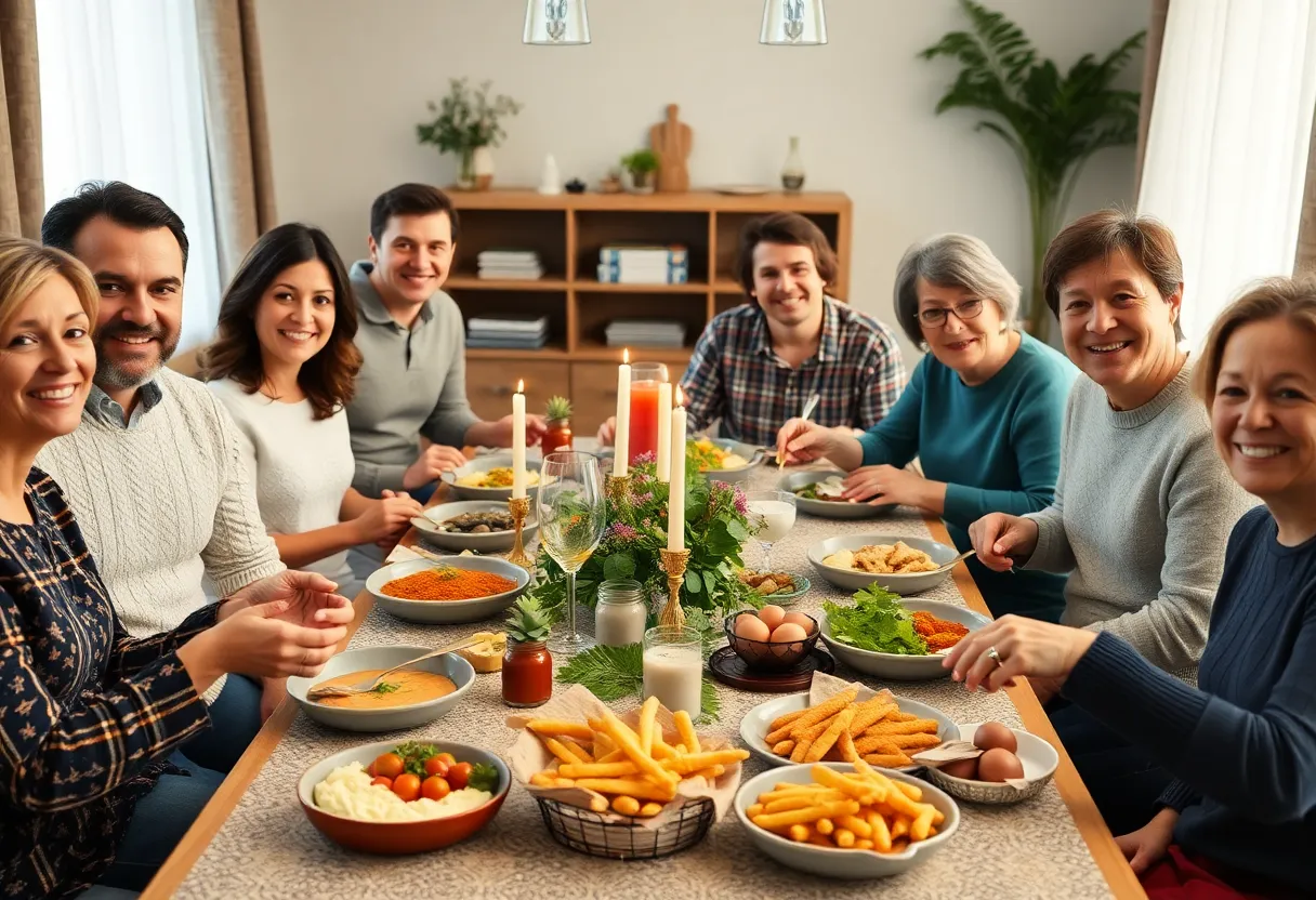 Family gathered around a table celebrating the life of a cherished matriarch