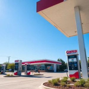 Rendering of Costco gas station with 40 pumps in Mission Viejo