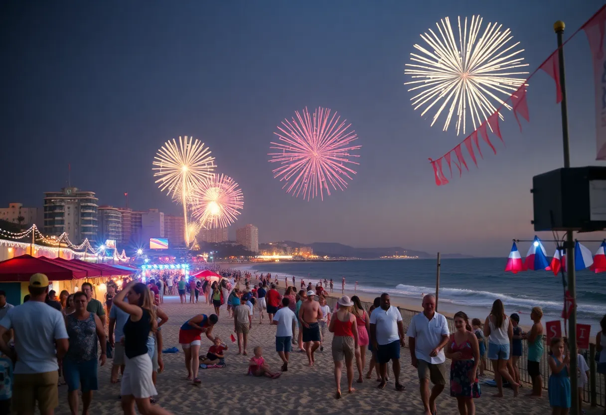 Fireworks display over Dana Point's Doheny State Beach during Independence Day celebrations