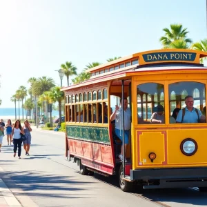 A Dana Point trolley providing free transportation in summer.