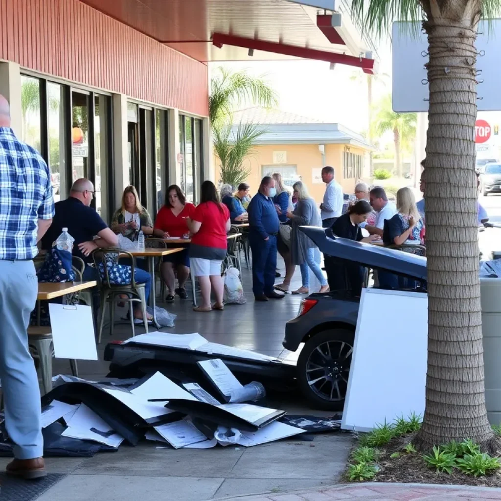 Damaged Inka Grill restaurant in Lake Forest after SUV crash