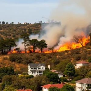 Firefighters battling a brush fire in Laguna Beach