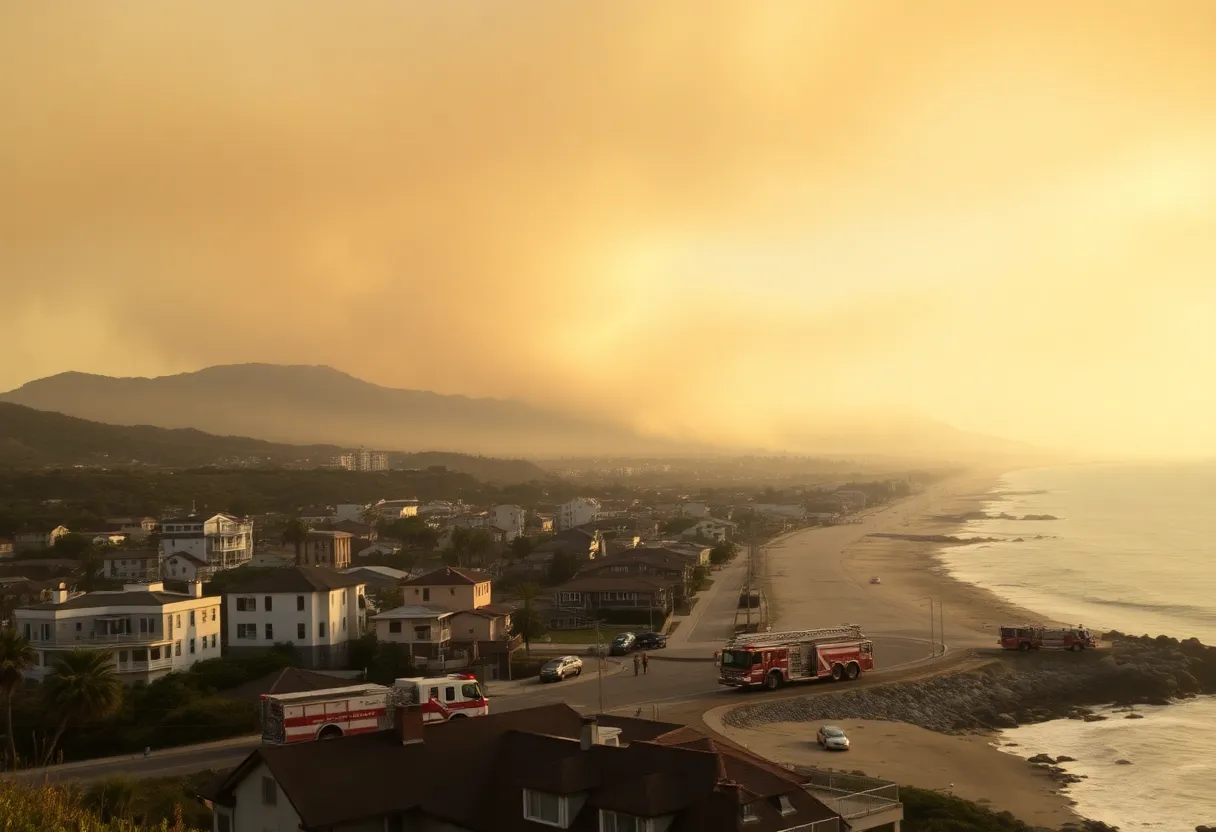 Firefighters combatting the Rancho Fire in Laguna Beach