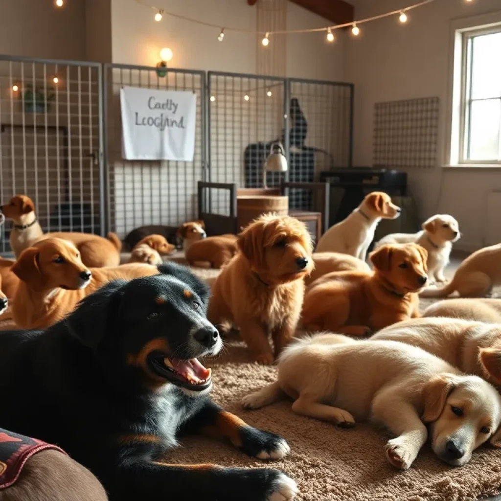 Animals at an animal shelter enjoying live music