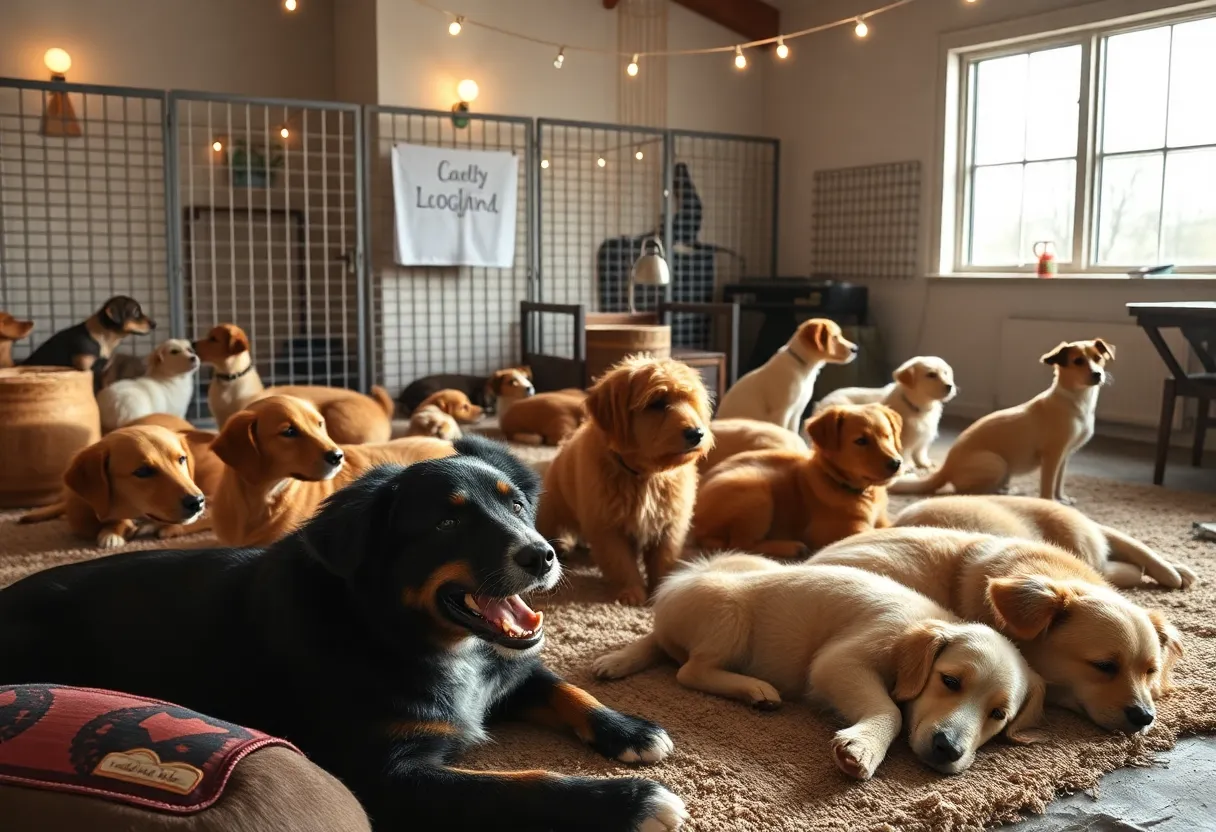 Animals at an animal shelter enjoying live music