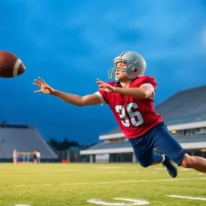 Football player throwing a pass on a field
