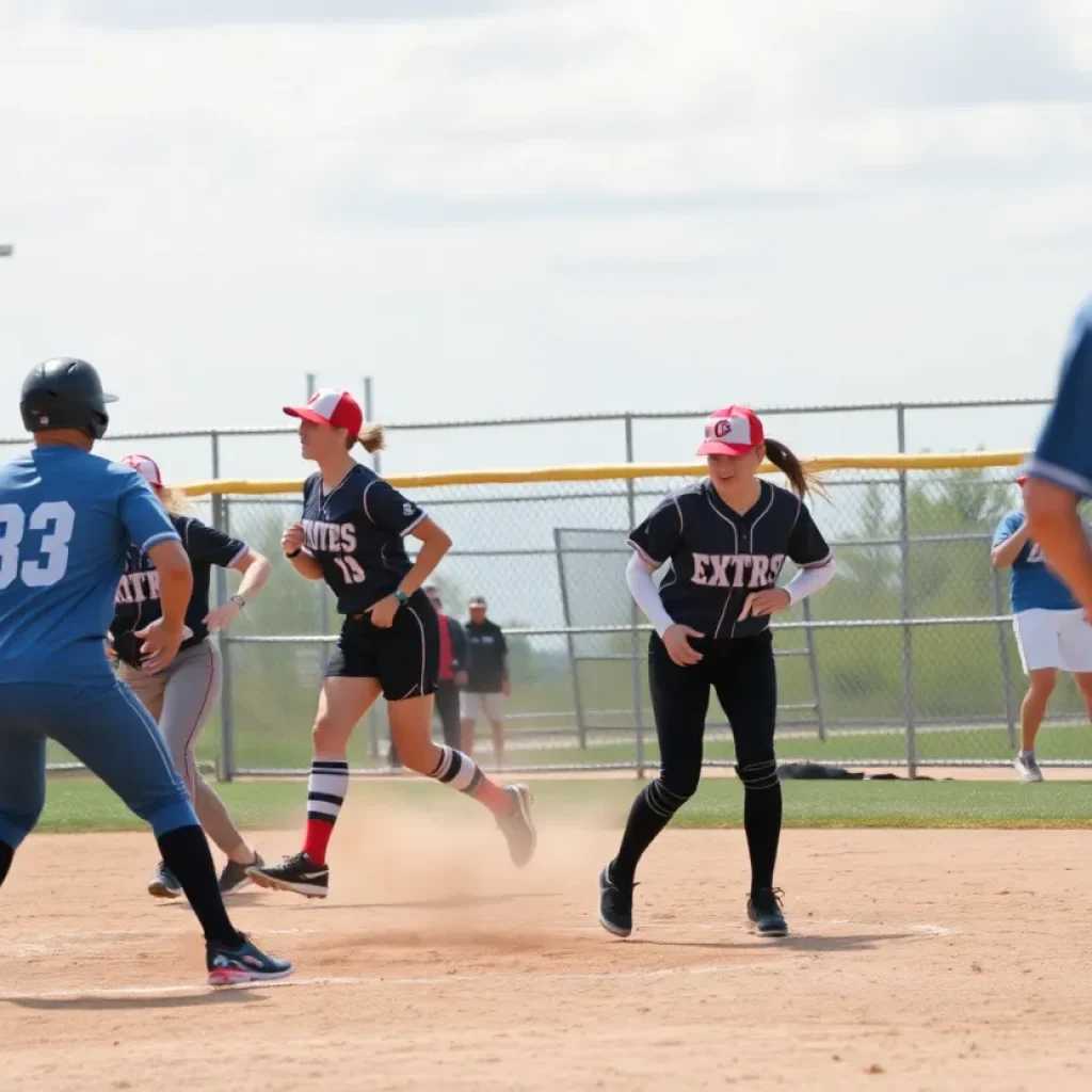 San Diego Mesa Olympians softball team in action