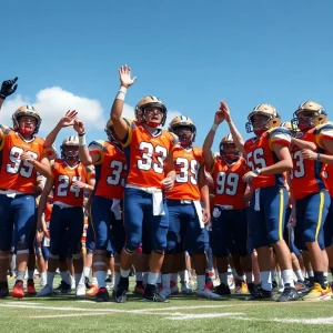 Mission Viejo football players celebrating a tournament victory