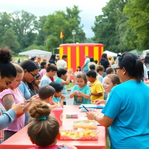 Families enjoying the National Night Out event at Marty Russo Youth Athletic Park