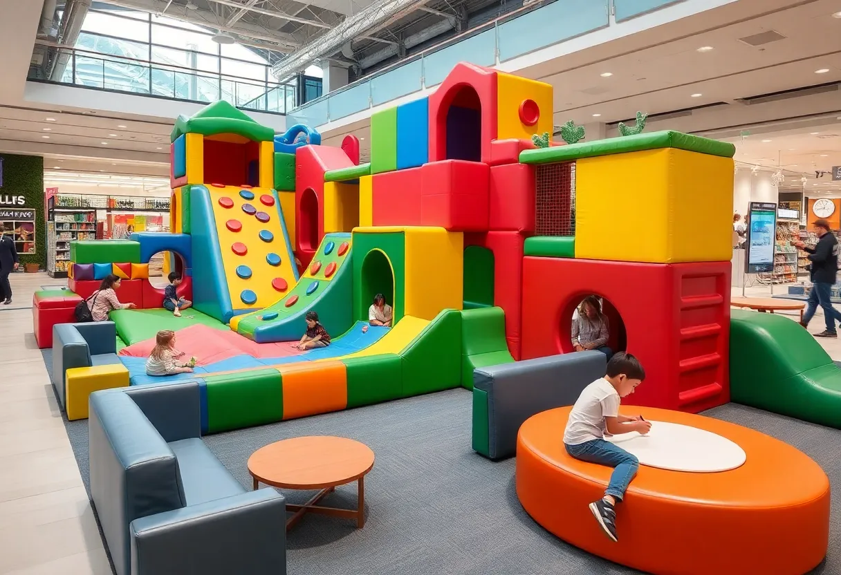 A vibrant interactive play area for families at The Shops At Mission Viejo