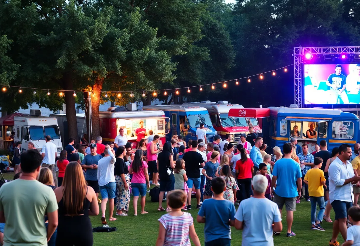 Community members enjoying free summer concerts at a park