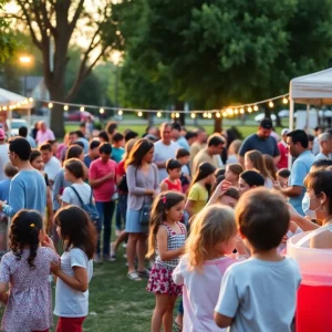 Families engaging in activities during National Night Out