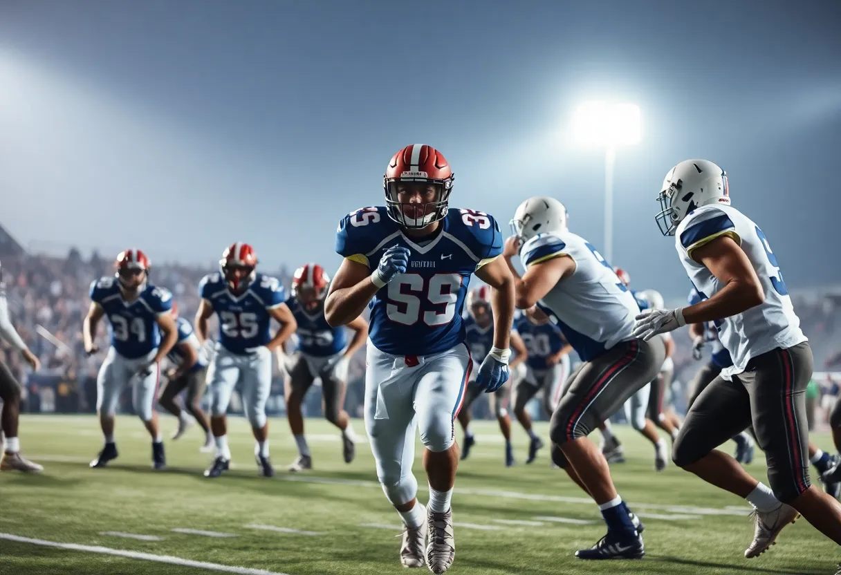 Ohio State football players competing during a game