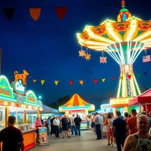 Crowd enjoying attractions at the Orange County Fair