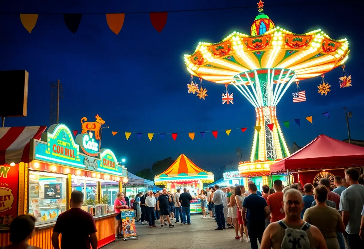 Crowd enjoying attractions at the Orange County Fair