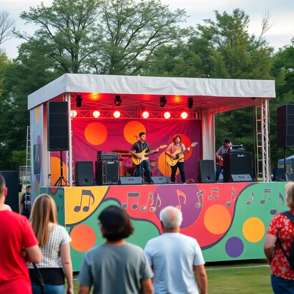 Musicians performing at an outdoor concert by Pacific Symphony