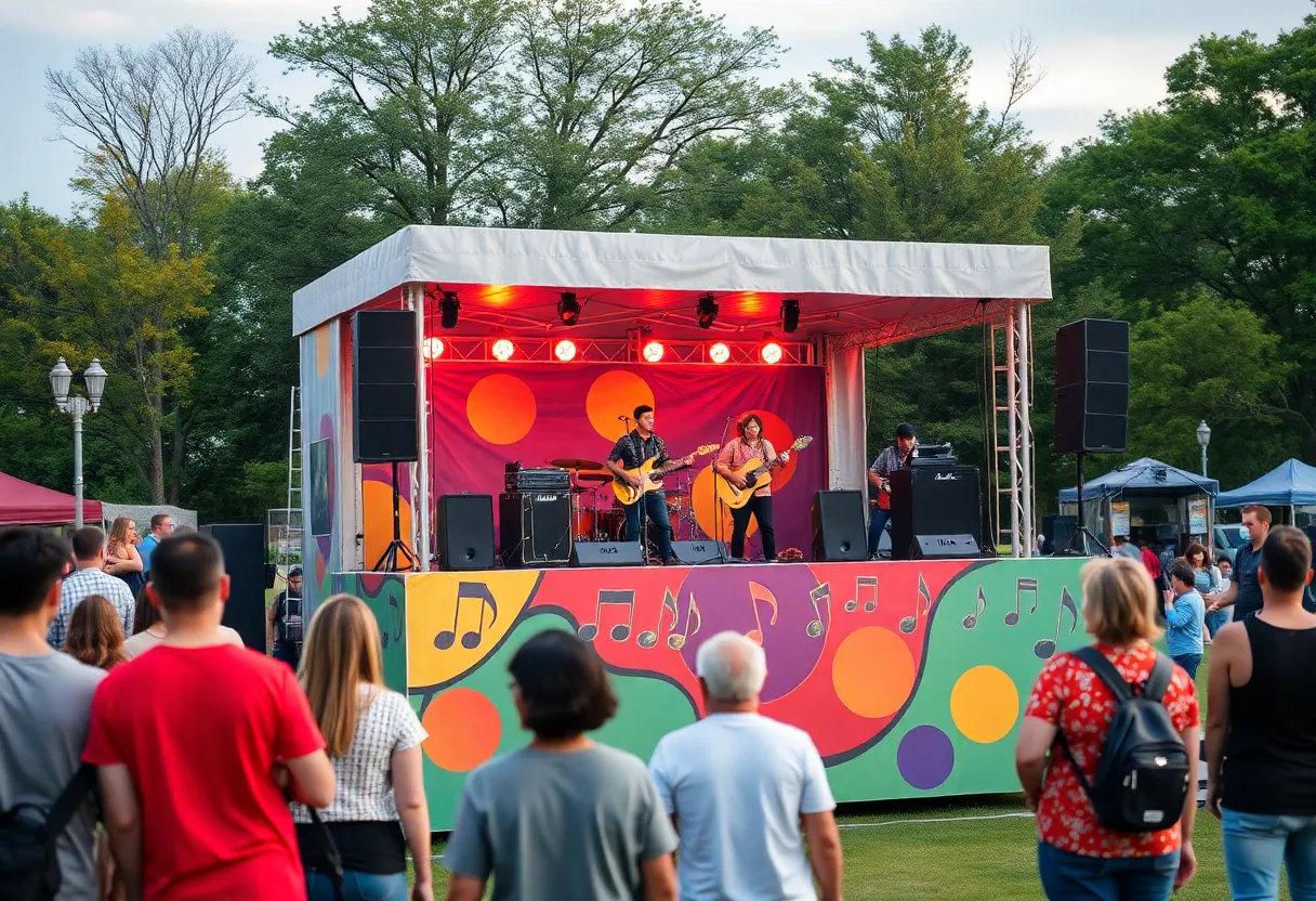 Musicians performing at an outdoor concert by Pacific Symphony