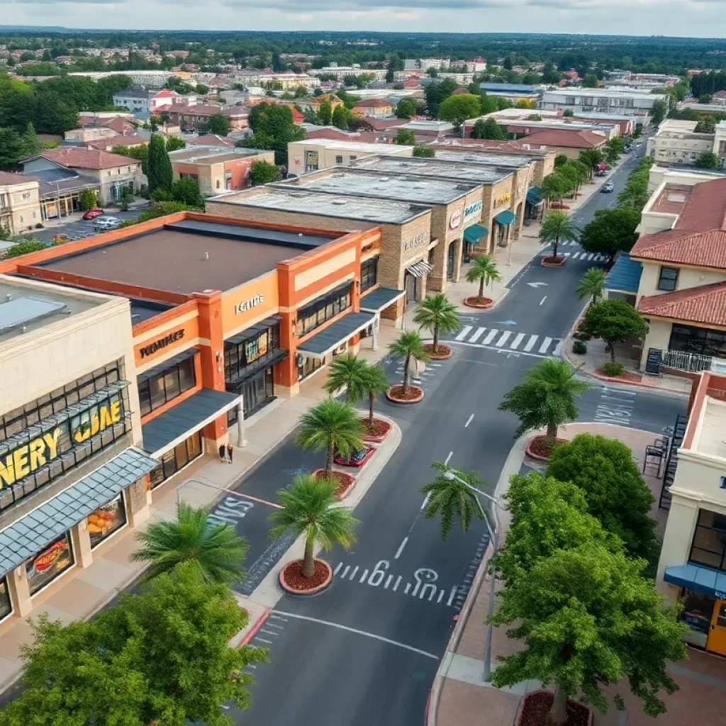 Aerial view of retail shopping centers acquired by Regency Centers