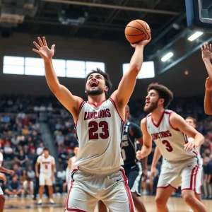 Saddleback boys basketball team competing during a game
