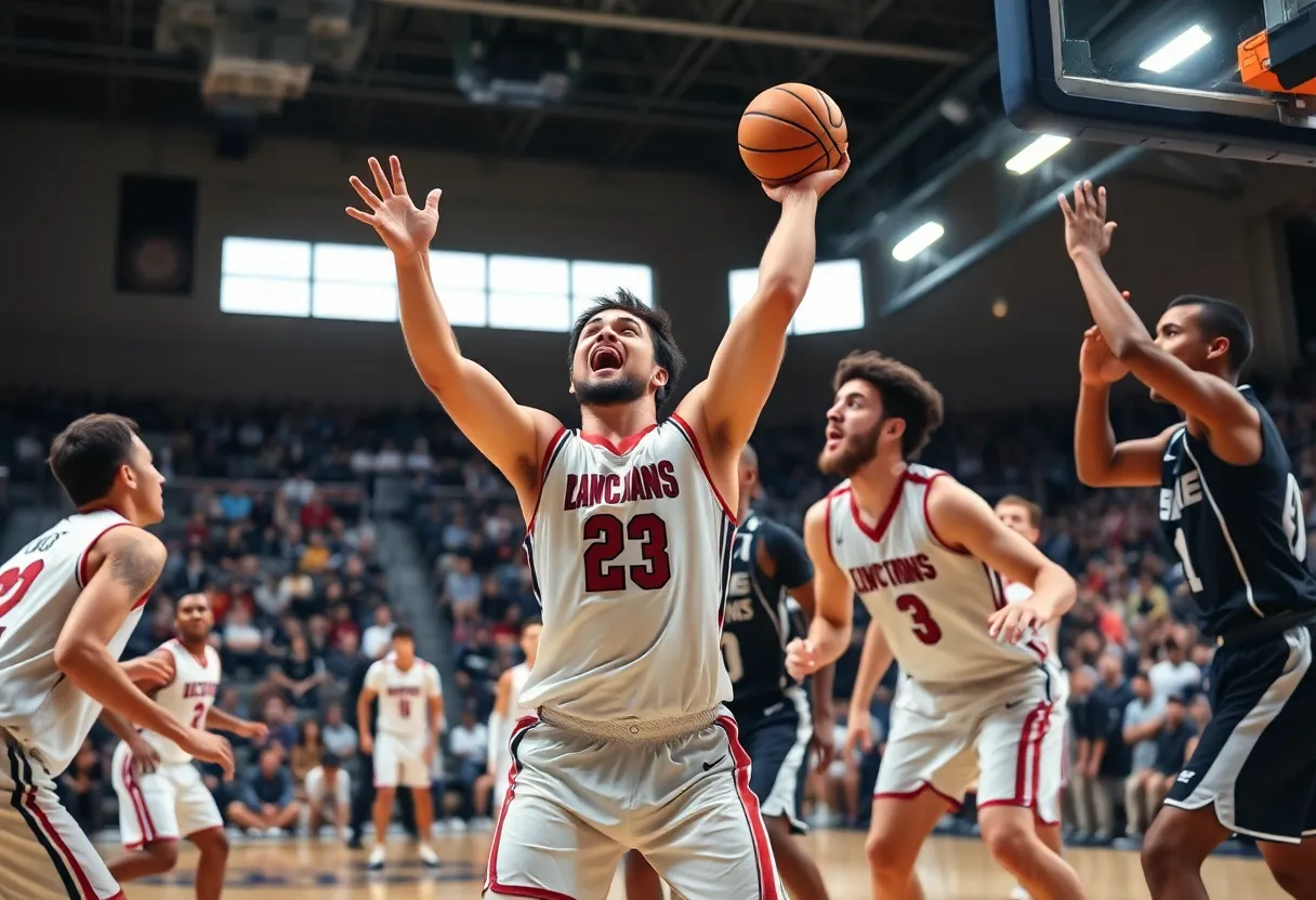 Saddleback boys basketball team competing during a game
