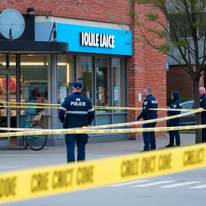 Crime scene outside a store in Santa Ana