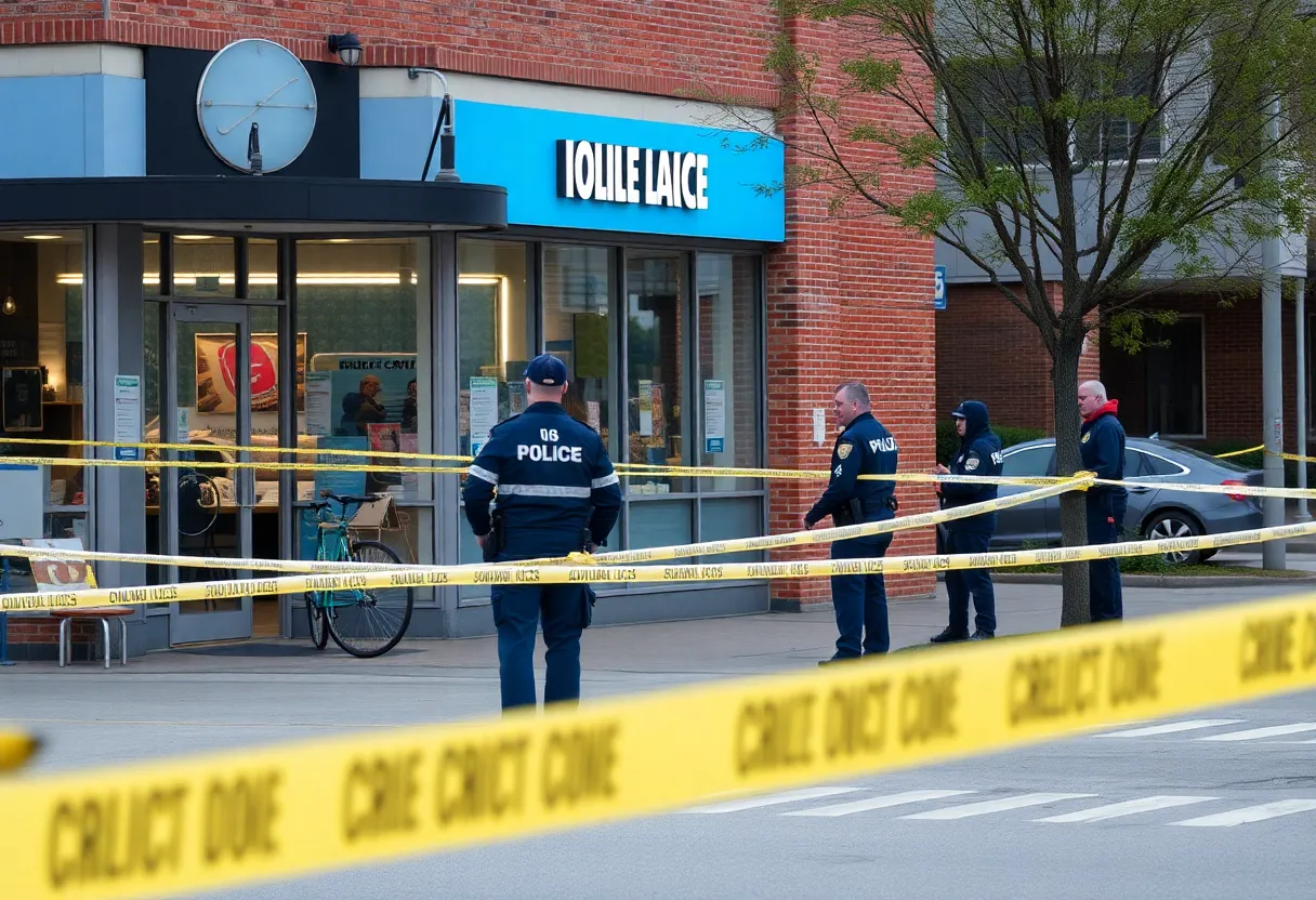 Crime scene outside a store in Santa Ana