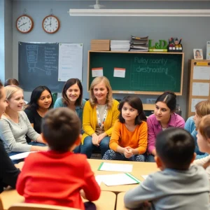 Students and educators engaged in social/emotional learning workshop