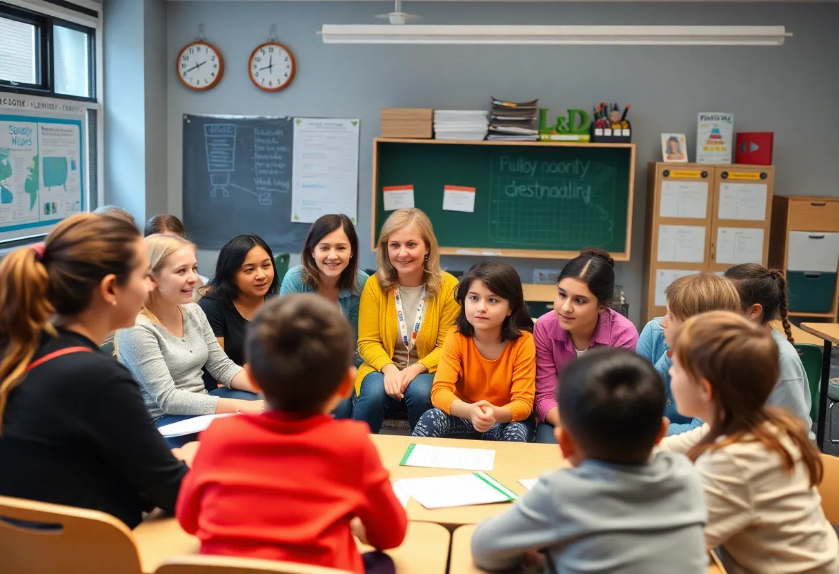 Students and educators engaged in social/emotional learning workshop